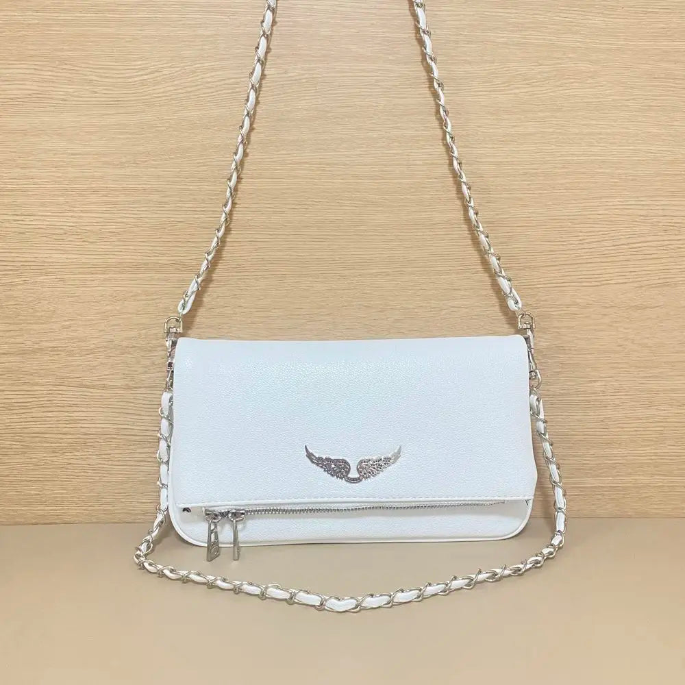 French-style exquisite one-shoulder women's bag, Spanish diamond chain fashion messenger bag, women's wing envelope bag
