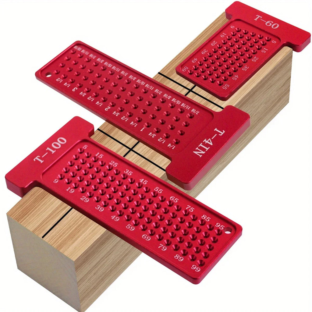 Woodworking Scribe Metric Inch T-Square Scribing Aluminum Alloy Pocket Ruler Hole Marking Gauge T-type Line Drawing DIY Tools