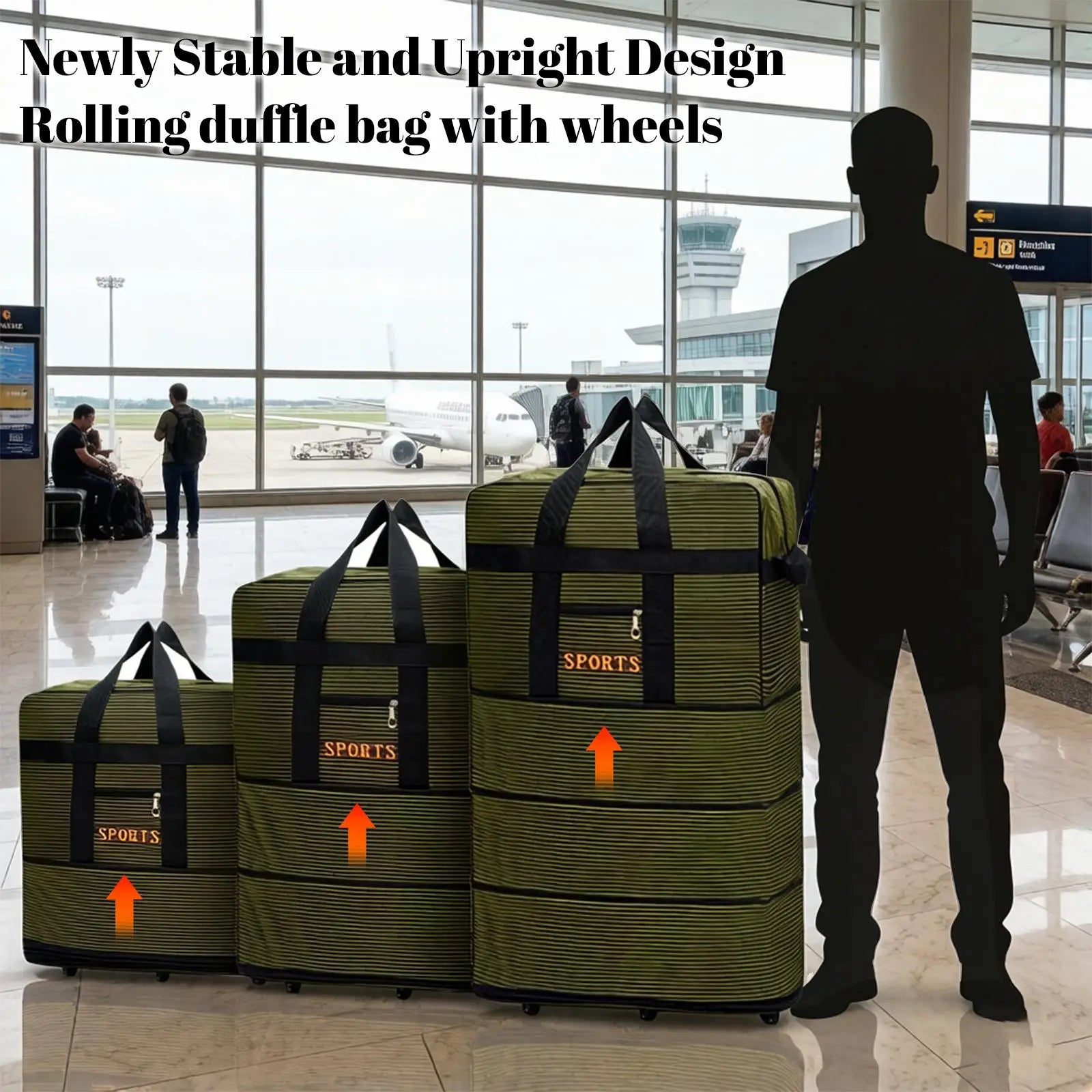 100L Large Capacity Foldable Travel Duffle Bag Expandable Rolling Luggage with 360° Spinner Wheels Lightweight Carry-On Garment Trolley Bag for Women Men Overnight Weekend Moving Beach Vacation