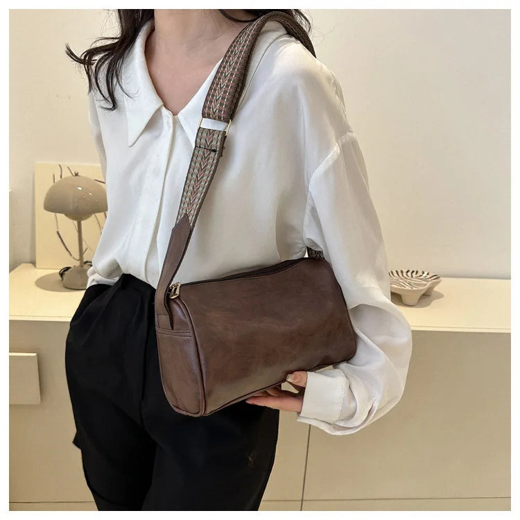 HOMEFISH Vintage Leather Boston Women Small Handbag and Purse Designer Crossbody Bag Female Casual Travel Pillow Shoulder Bag