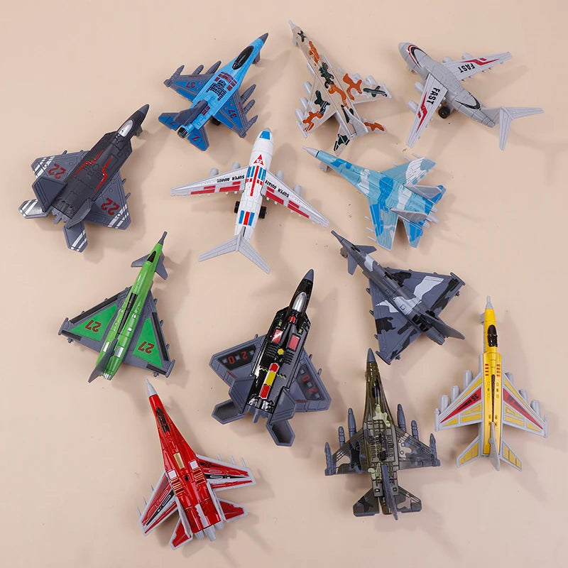 Fighter Model 6Pcs Aircrafts Set MINI Alloy Military Airplane Toys Collection Warplane Decorations For Kids Boys Gift
