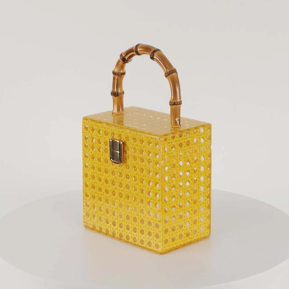 Rattan handbag acrylic dinner bag one shoulder diagonal span wedding fashion women's bag