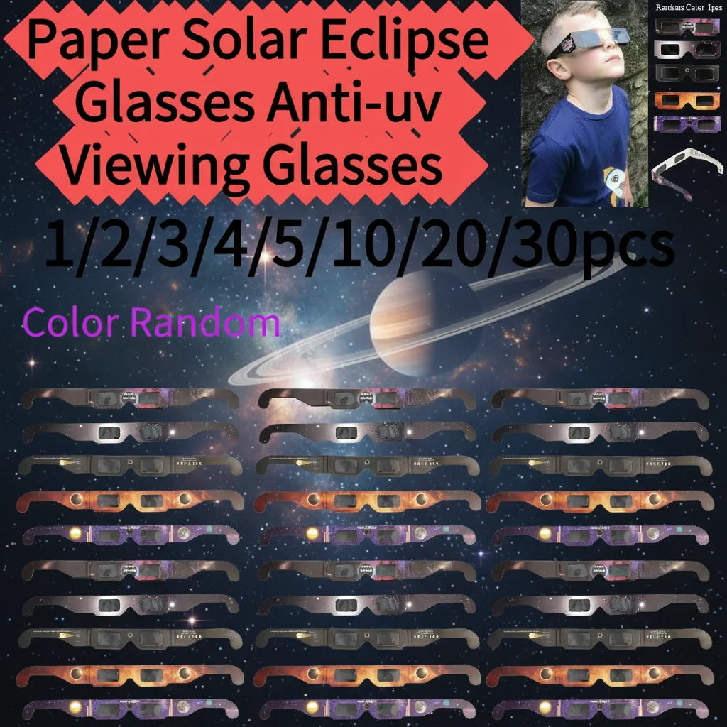 30pcs CE/ISO Certified Paper Solar Eclipse Glasses Safe For Direct Sun Viewing Observe Total Eclipses Partial Eclipse Wholesale