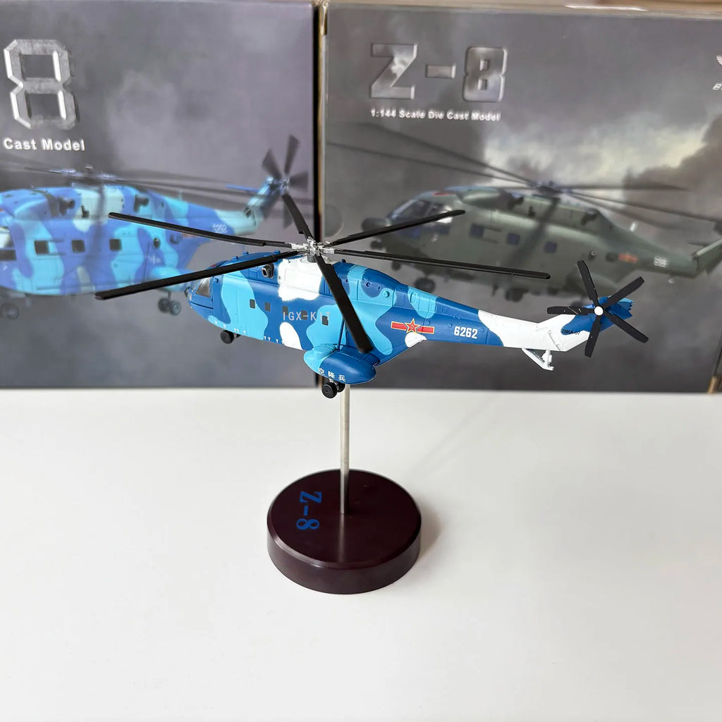 Diecast  1: 144 Scale Armed Aircraft With Propellers Straight 8 Z8 Model WZ-8 Z-8 Dolphin Helicopter Alloy Model Gifts