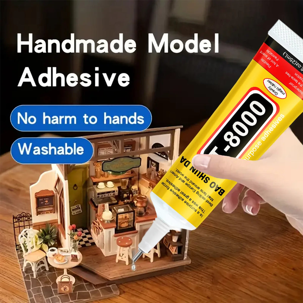 JXVX T8000 transparent touch adhesive is the tip application of DIY jewelry plastic glass for mobile phone electronic components.