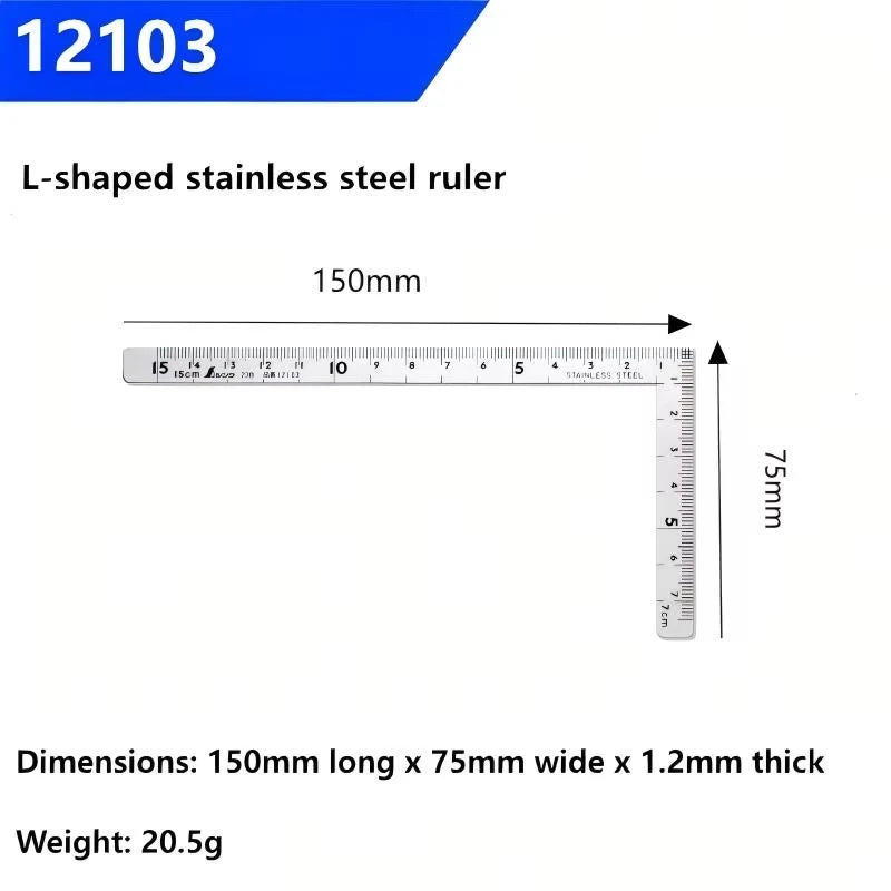 SHINWA 12101/12103/10424 High-Precision Mini Right Angle Gauge 90° Polished Double-Sided Scale