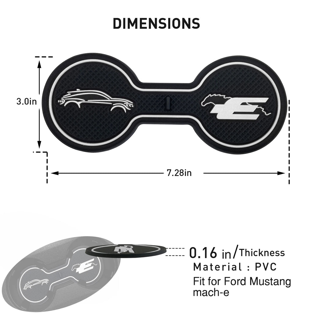 Non-Slip Car Cup Coaster Slot Pad for Mustang Mach-E GT  2021 2022 2023 Year Anti-Slip Mat Pocket Mat Interior Cup Holder Pad