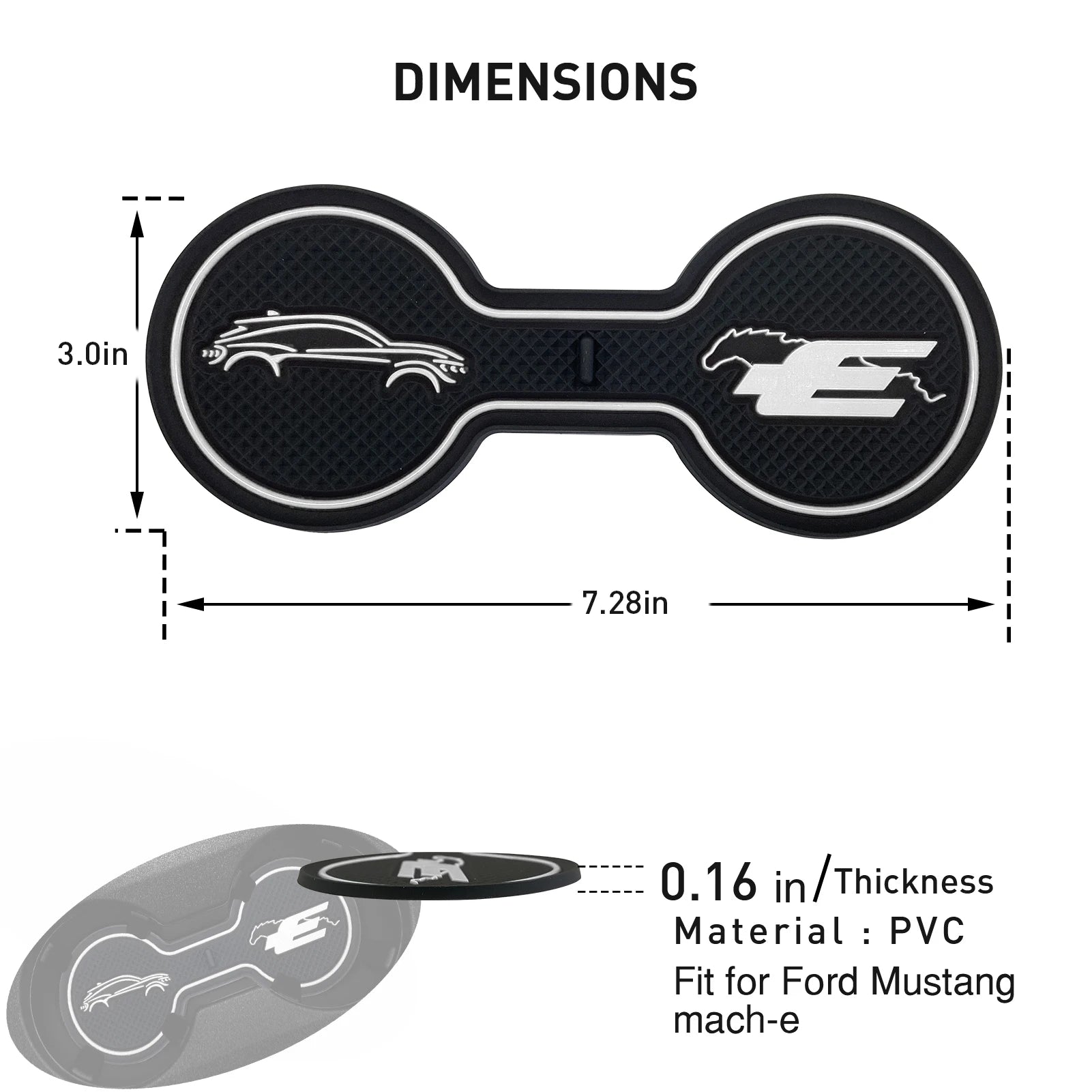 Non-Slip Car Cup Coaster Slot Pad for Mustang Mach-E GT  2021 2022 2023 Year Anti-Slip Mat Pocket Mat Interior Cup Holder Pad