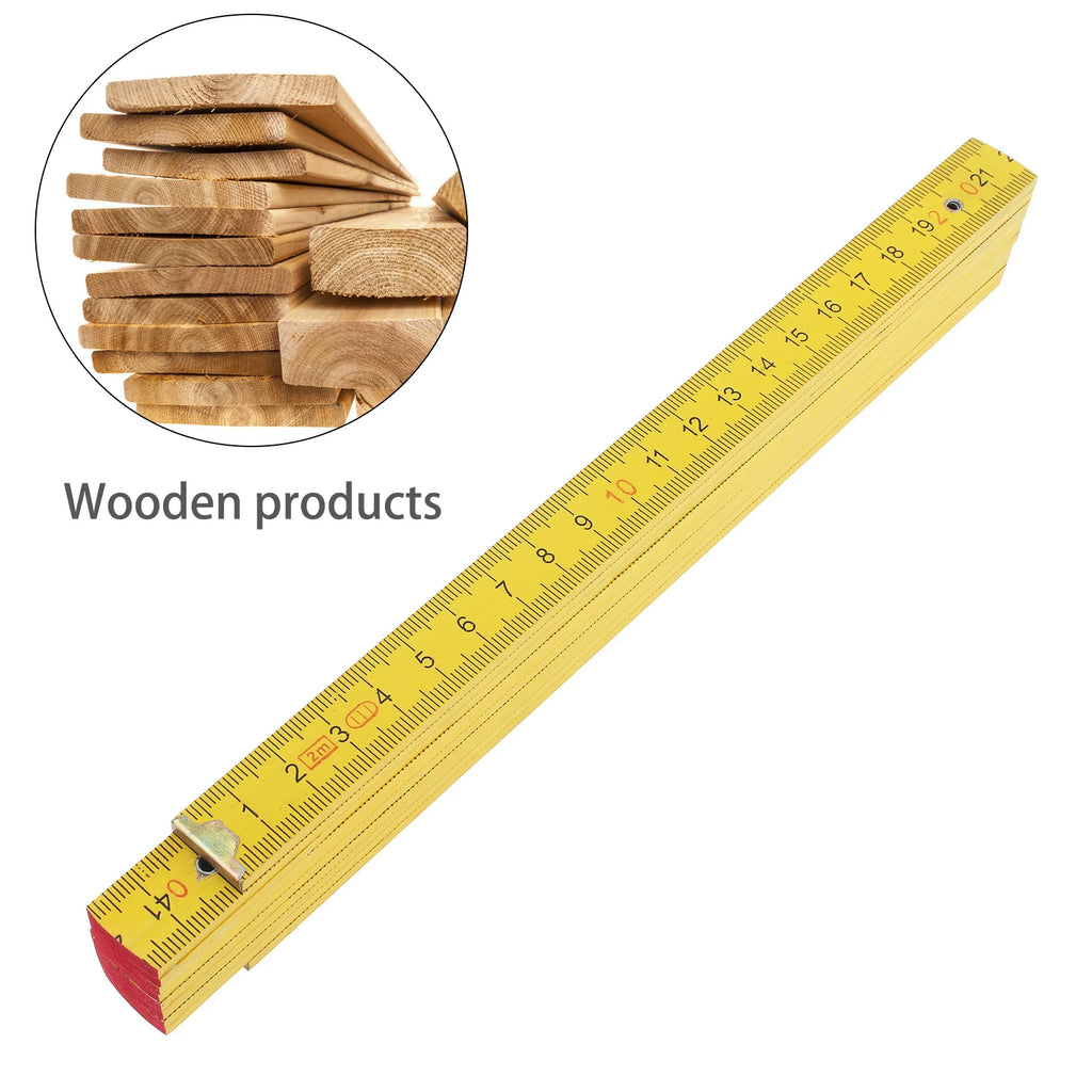 2m Folding Wooden Ruler Double Sided Scale for Drawing Teaching / Carpenters with Metric Measurements