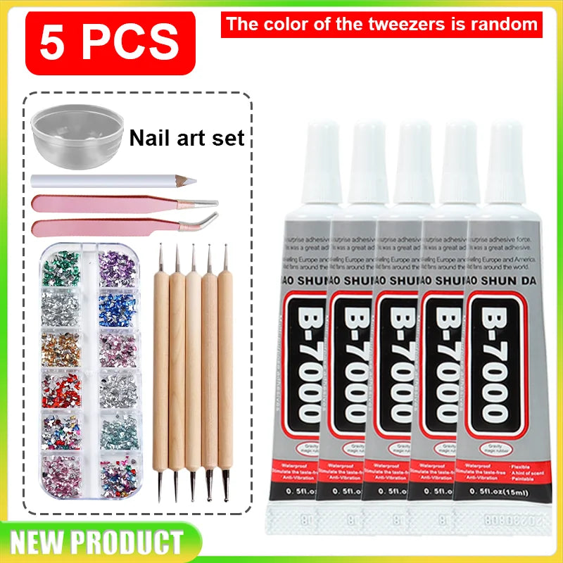 B-7000 15ML Transparent Super Glue B7000 Jewelry Craft Fabric Shoes DIY Adhesive, With Jewelry Crafting Kit,Precision Applicator