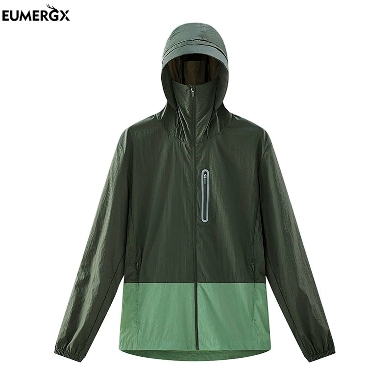 EUMERGX Unisex Waterproof Sun Protective Jacket UPF 50+ UV Blocking Quick-Dry Breathable Windbreaker for Hiking Camping Climbing