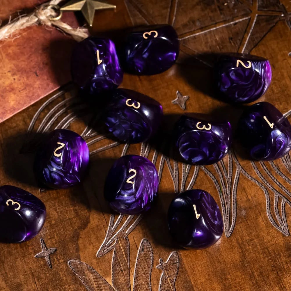 10Pcs D3 Pearl Texture Game Dice 3 Sides D3 Die New Design 16mm Unique Polyhedral Dice Set for Tabletop Role Playing Board Games