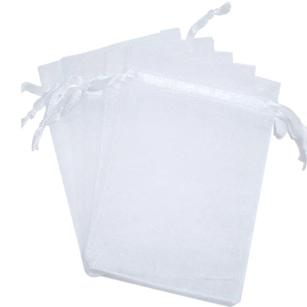 20pcs 5x7 7x9 9x12 cm Organza Drawstring Bags Gift Pouches Necklace Packing Display Bracelet Bags Diy Jewelry Packaging Making