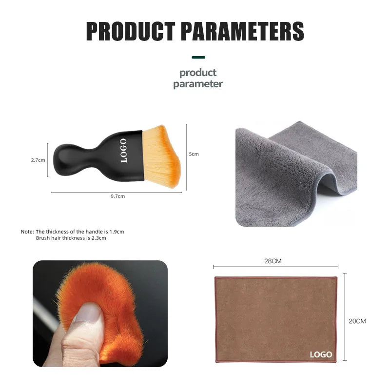 Car Cleaning Soft Brush Microfiber Towel Dust Removal Tool For Toyota GR 86 CHR Prado Alphard Yaris Prius Camry Crown RAV4 Supra
