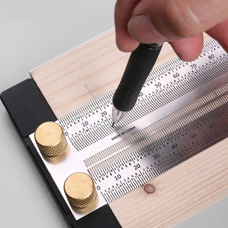 Woodworking High-precision Line Scribe 180-400mm T-type Ruler Hole Scribing Ruler Stainless Mark Line Gauge Measuring Tools