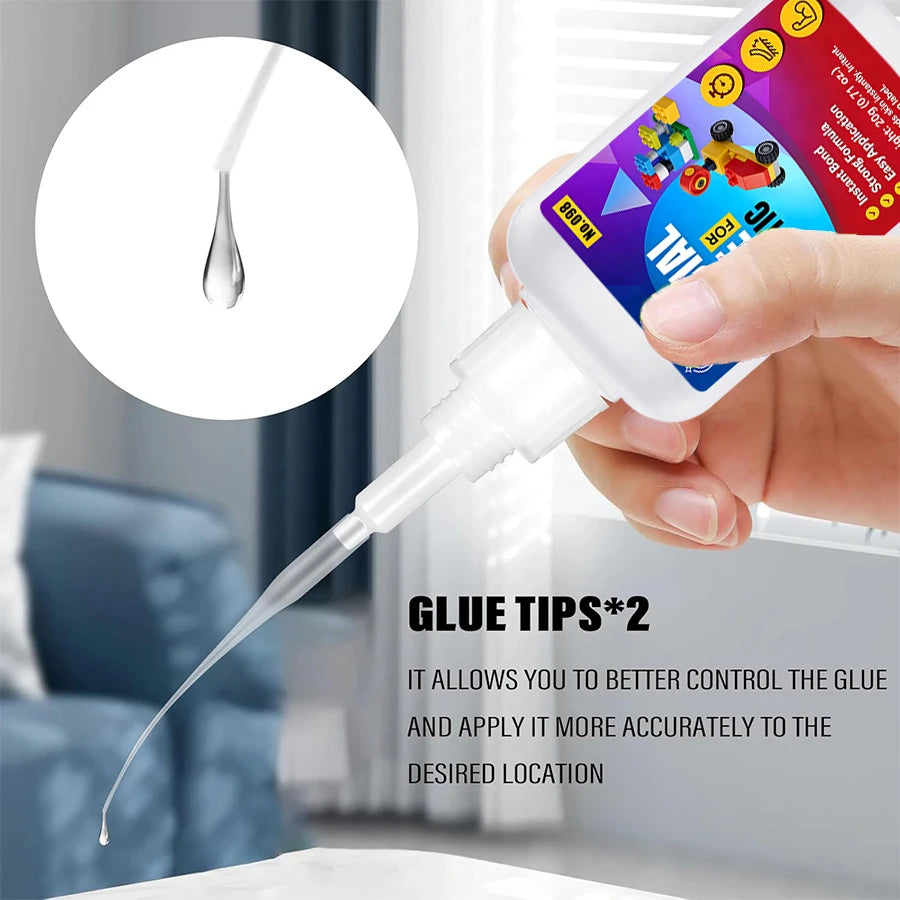 1-4Pcs Special Plastic Glue, Instant Bond Strong Adhesive for Toy Car, Glasses, Lego, DIY Crafts & Plastic Repairs