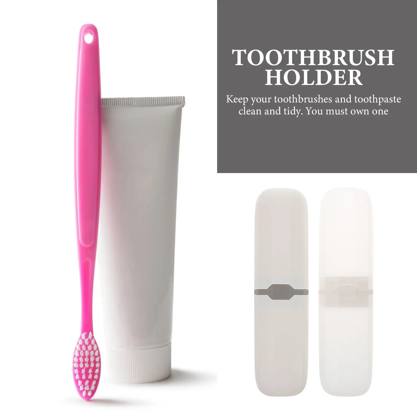 2Pcs Toothbrush Cover Travel Storage Box Compact Lightweight Holder for Toothbrush Toothpaste on The Go Hygienic Protection