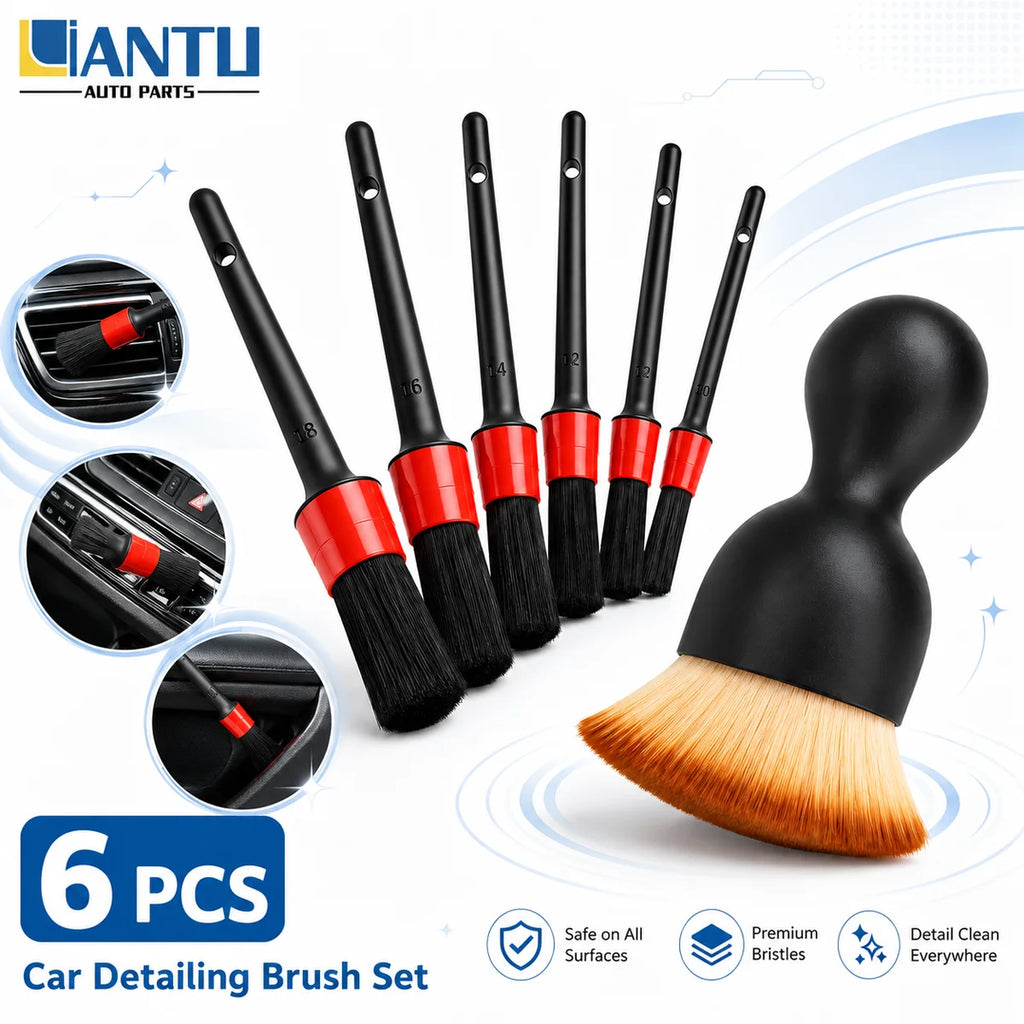 6pcs Cleaning Brush Set Multifunctional Detail Brush Air Conditioning Vent Cleaning Tool Car Interior Detail Cleaning Brush Set