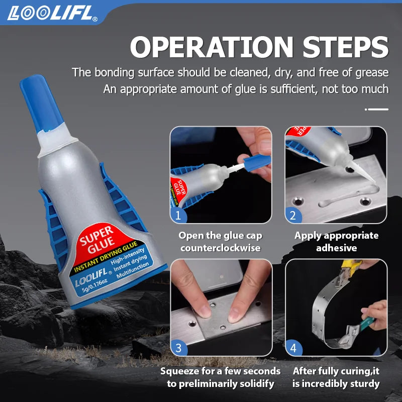 5g Super Glue Squeeze Tube Strong Adhesive Instant Dry Waterproof Home Repair for Plastic Wood Ceramic Metal