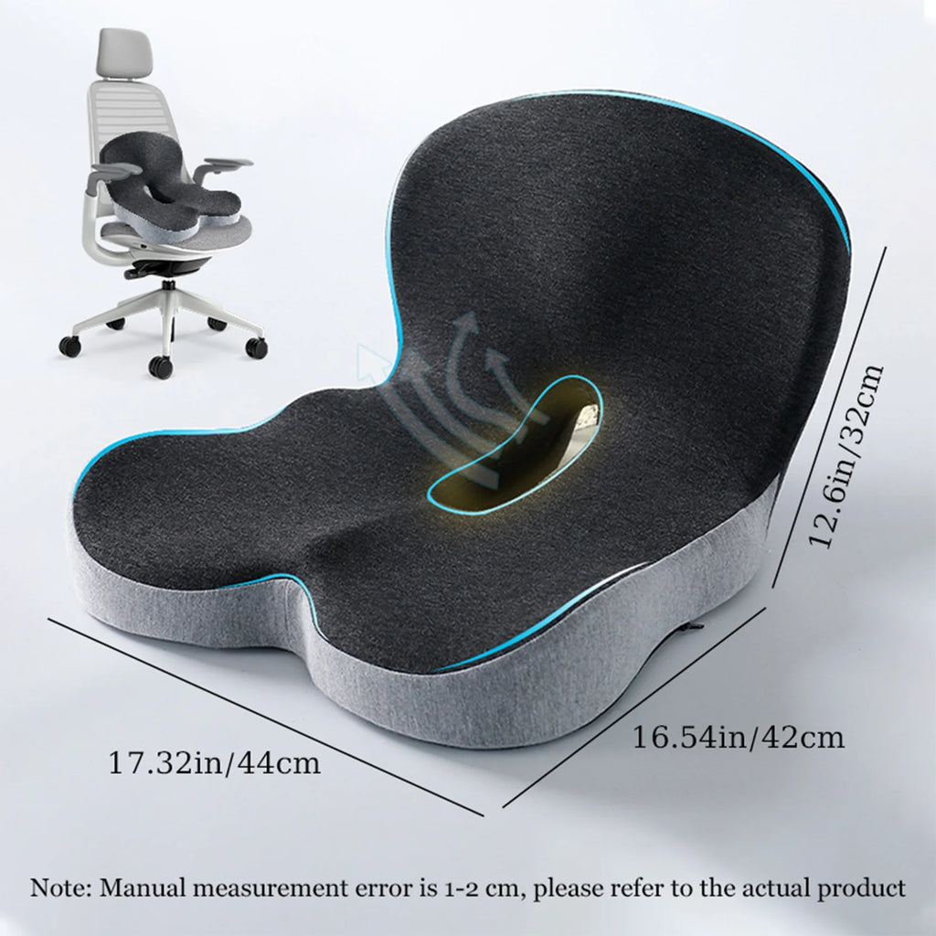 Memory Foam Seat Cushion for Office Chairs&Truck Drivers, Ergonomic Seat Cushion for Back, Tailbone & Sciatica Pain Relief