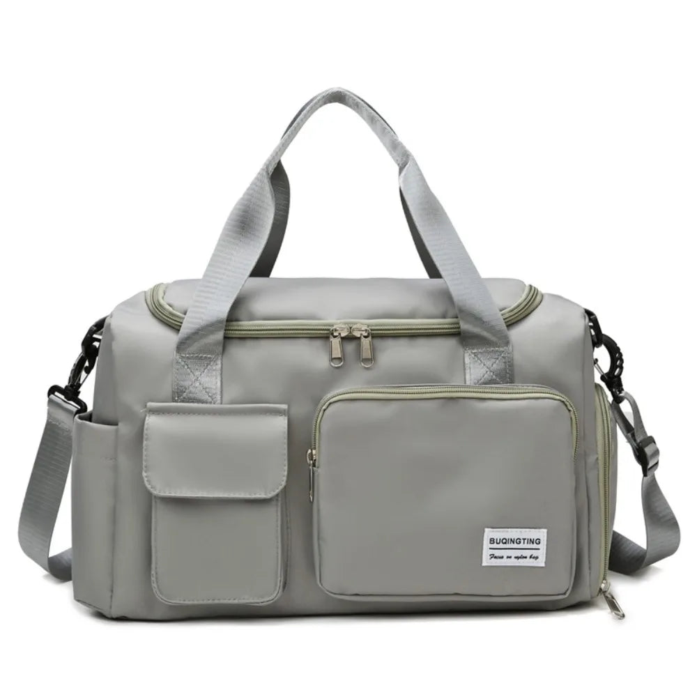 Oxford Travel Luggage Bag Sturdy Foldable Nylon Duffle Bag Multi-functional Solid Color Large Capacity Handbag Ladies