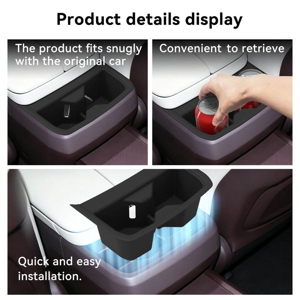 for Kia Telluride 2027 Center Console Water Cup Holder Drinks Storage Box Silicone Tray Car Interior Accessories Black