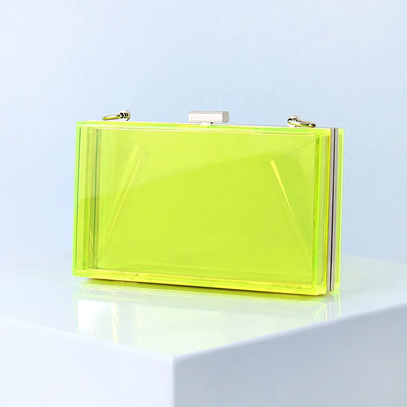 New Acrylic Transparent Women Clutch Bag Chain Luxury Brand Women Messenger Bag Evening Bags Handbag Chain Shoulder Bag