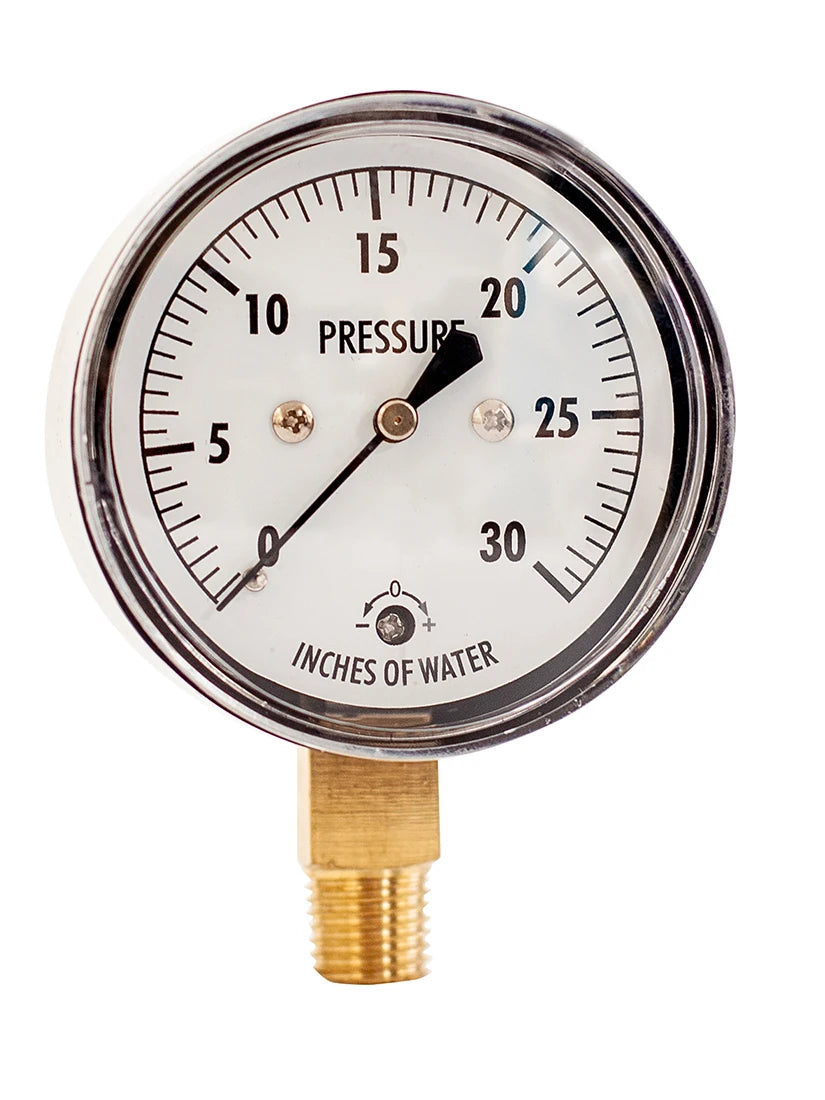 JIVTO Low Capsule Pressure Gauge 2-1/2  Dia, 1/4 NPT Lower Mount 3, 5,10 Psi 15, 20,30,60 IWC
