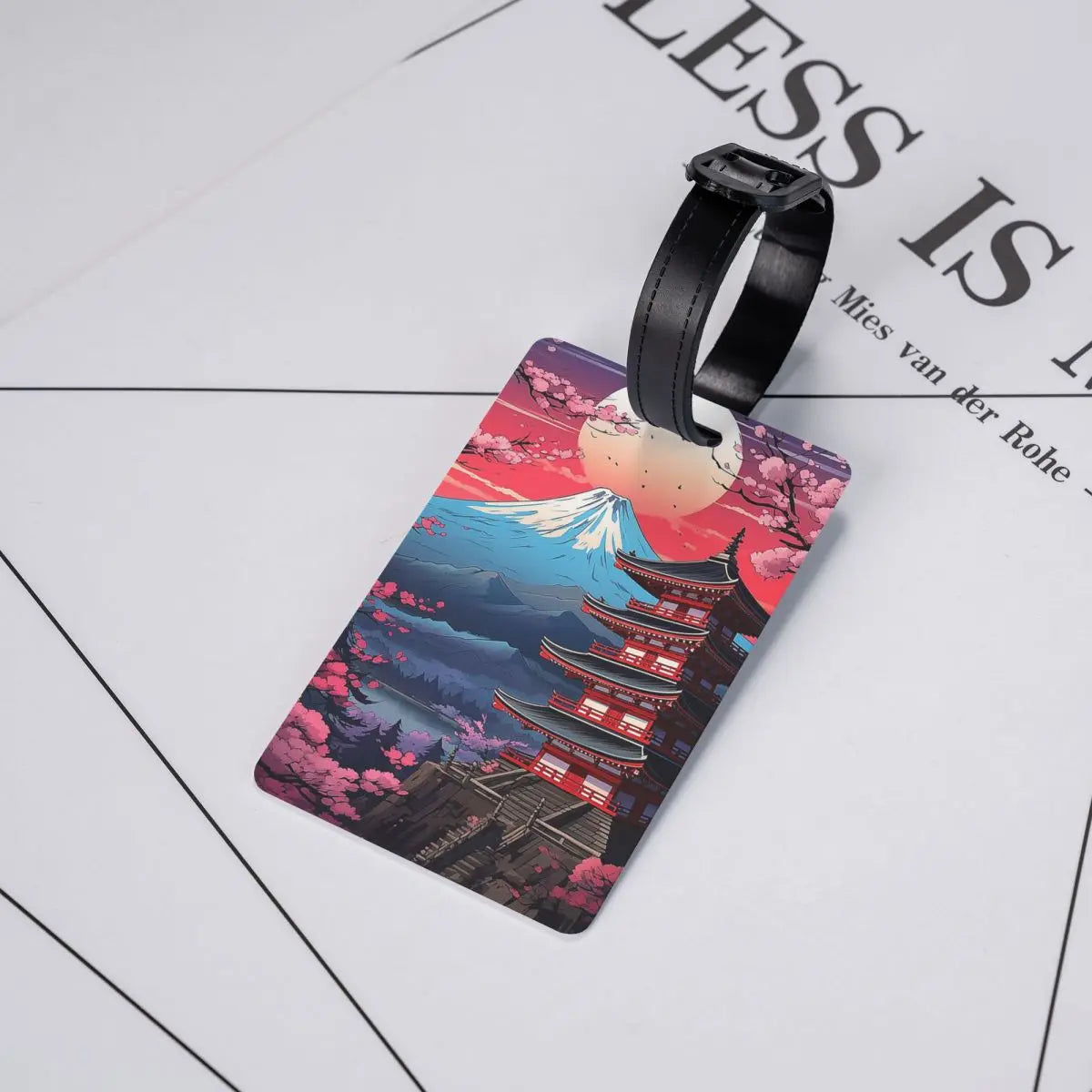 Japan Sakura Cherry Blossoms With A Red Rising Sun Luggage Tags Suitcase Travel Baggage Boarding Tag Label Holder ID Name