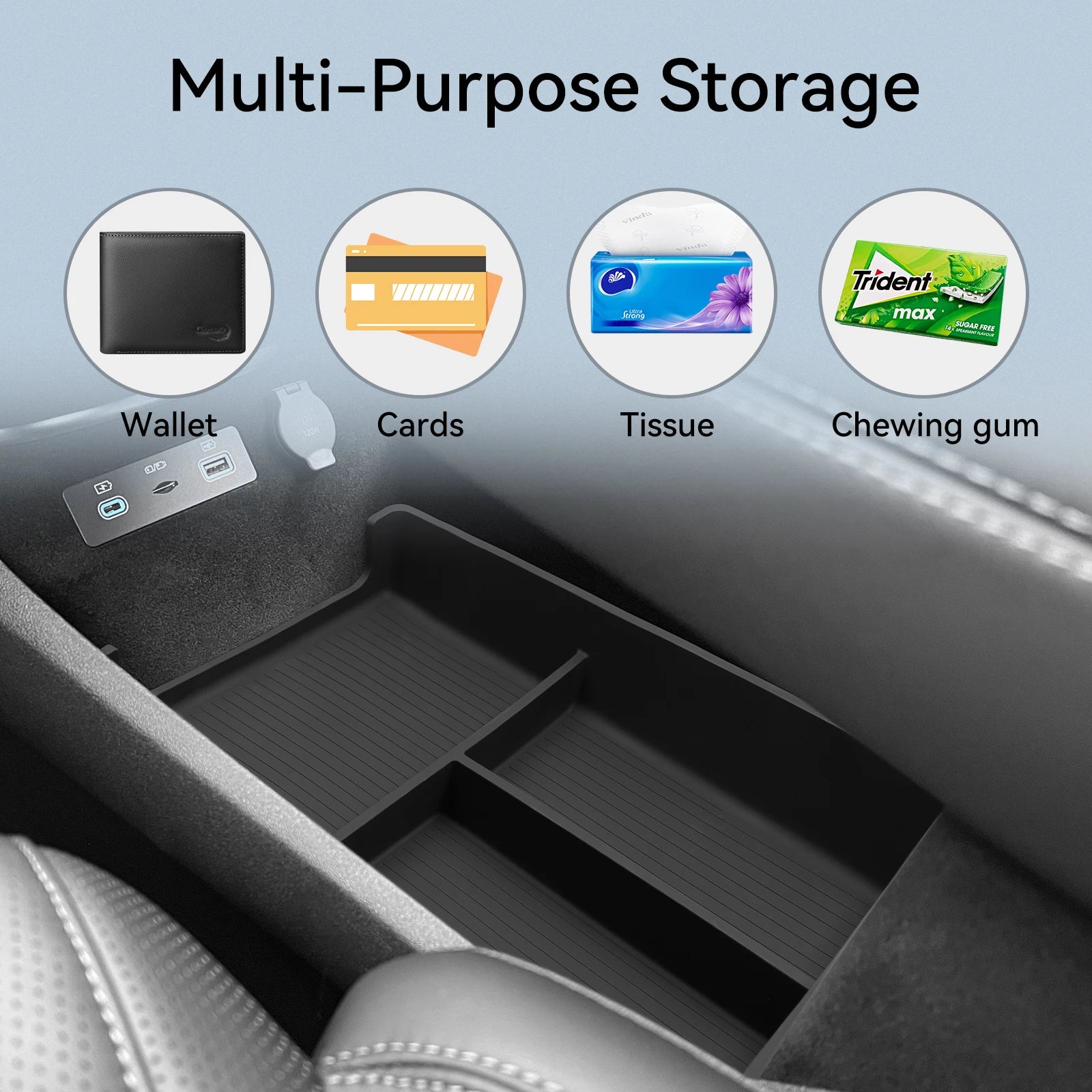 LUCKEASY for BYD Sealion 07 EV 2024-2025 Car Storage Box Interior Accessories Center Console Lower Layer Storage Box Organizer
