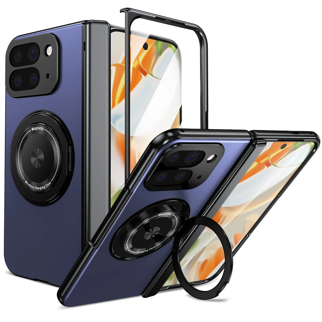 2700 Gass Strong Magnetic 360 Stand Ring Case for Google Pixel 10 Pro Fold Cover- Metal Hinge Protection with Screen Protector