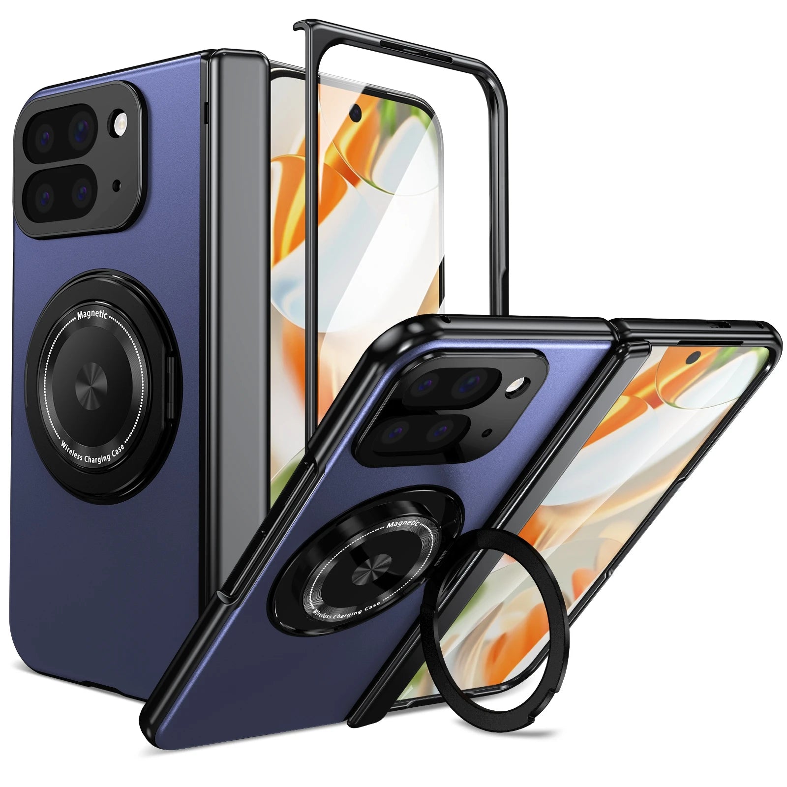 2700 Gass Strong Magnetic 360 Stand Ring Case for Google Pixel 10 Pro Fold Cover- Metal Hinge Protection with Screen Protector