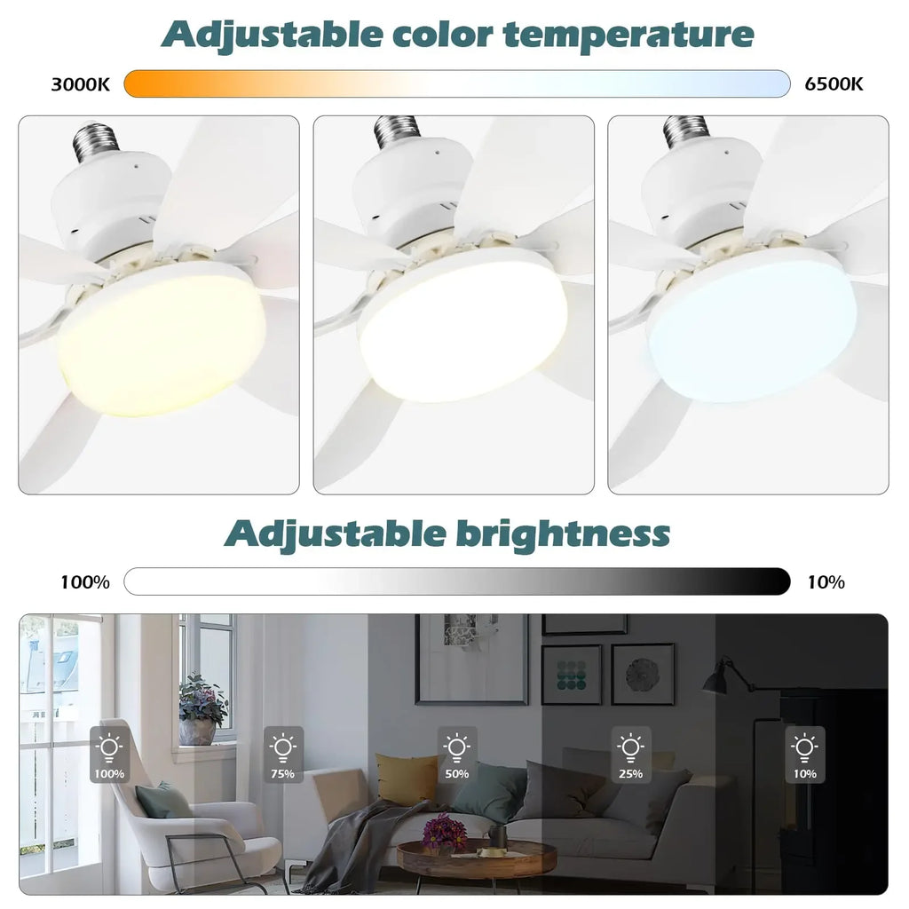 LED 40W ceiling fan light Comfortable ventilation remote control dimming suitable for living room study household use 85-265V