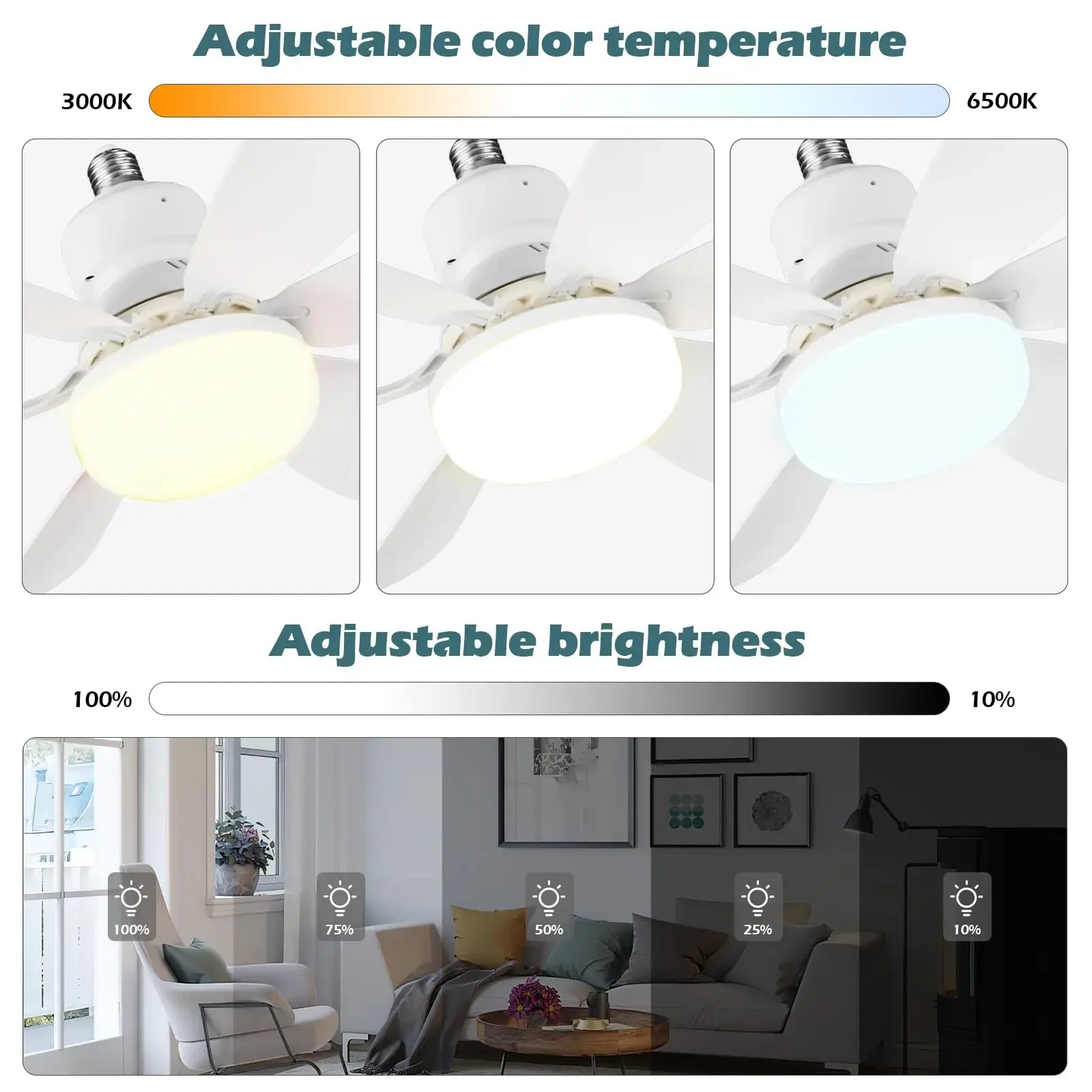 LED 40W ceiling fan light Comfortable ventilation remote control dimming suitable for living room study household use 85-265V