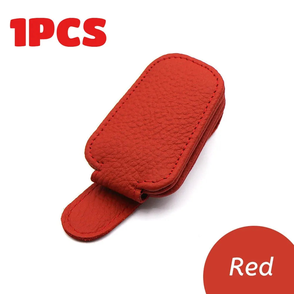 Sunglass Holder for Car Visor Sunglasses Clip Magnetic Leather Glasses Eyeglass Holder Truck Interior Car Accessories Black/1PCS