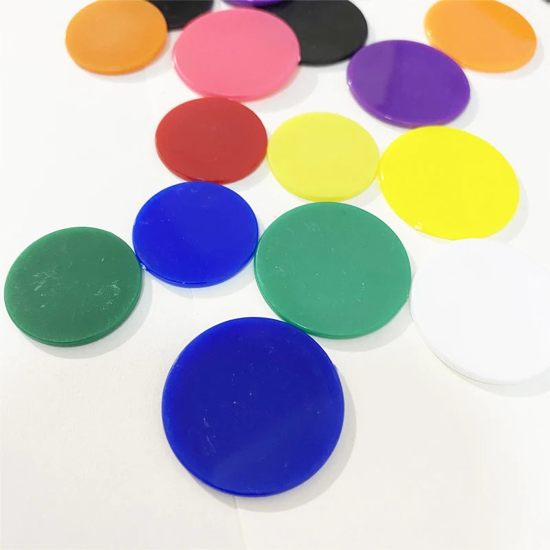 50Pcs 25MM 30MM Chips Plastic Marker Candy Color Coins Game Accessories Fun Family Club Board Games Teach Tools