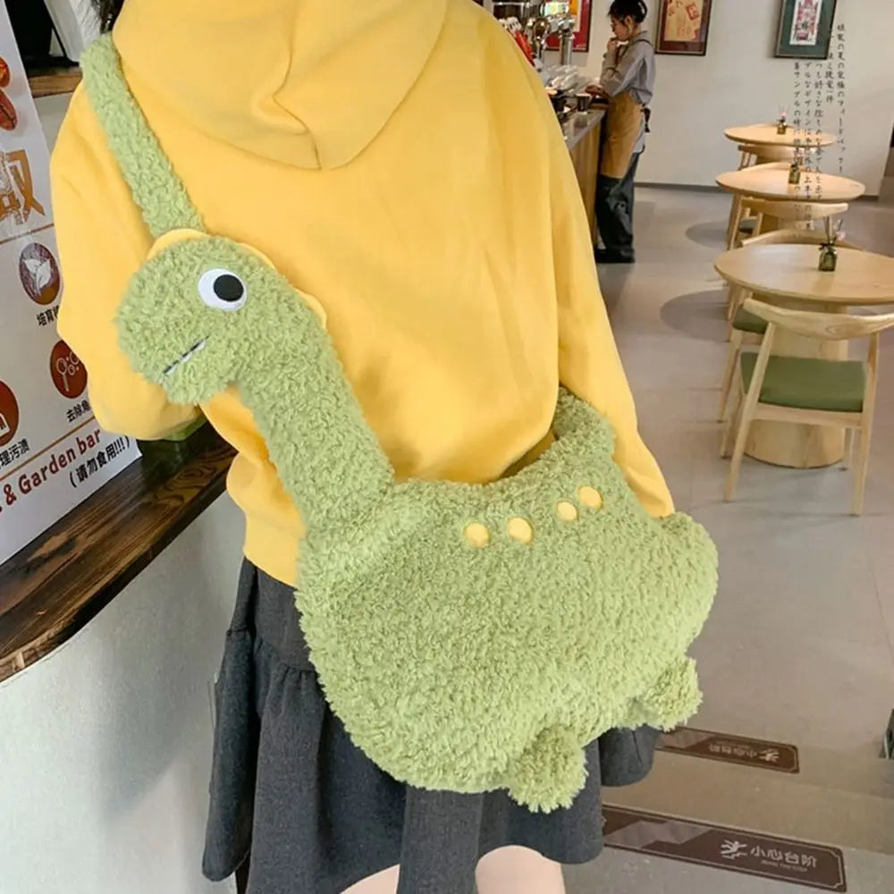 Casual Zipper Long Neck Dinosaur Bag Solid Color Large Capacity Cartoon Crossbody Bag Shoulder Bags Streetwear