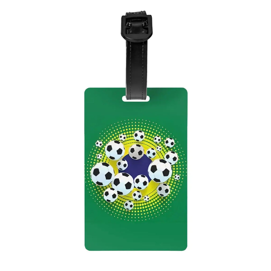 Custom Cool Soccerly Footbally Print Luggage Tag With Name Card Privacy Cover ID Label for Travel Bag Suitcase