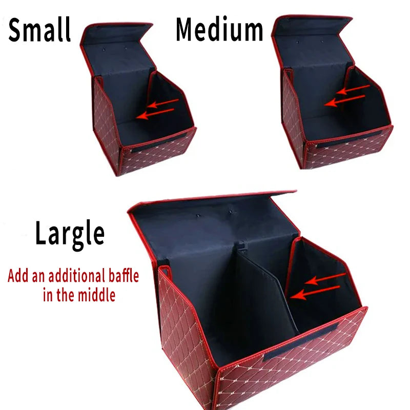 Car Trunk Organizer Box Large Capacity Auto Multiuse Tools Storage Bag Stowing Tidying Leather Folding For Emergency Storage Box