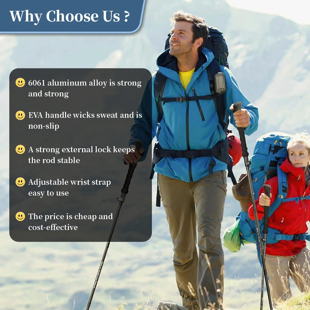 Naturehike Hiking Poles Three Sections Of Aluminum Pole For Mountaineering Hiking Skiing Travel Poles Climbing Trekking Pole