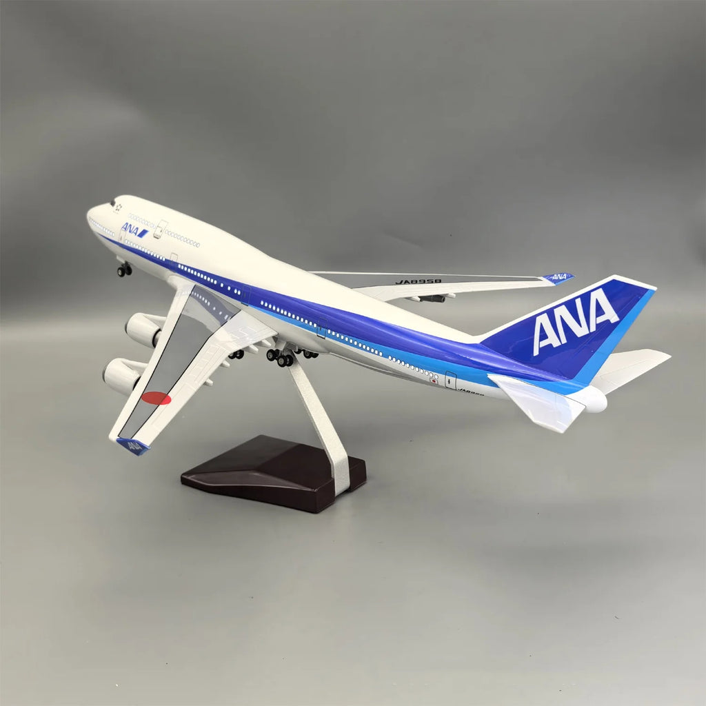 1:150 Scale Plane 47cm ANA Japan Airlines B747 Resin ABS Aircraft Model With LED Light Display Souvenir Toy Plane For Children