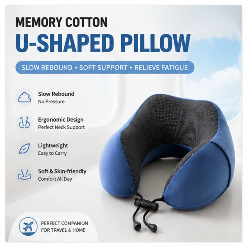 Airplane Special U-Shaped Travel Pillow, Soft Memory Foam Cervical Cushion for Daily Long-distance Travel