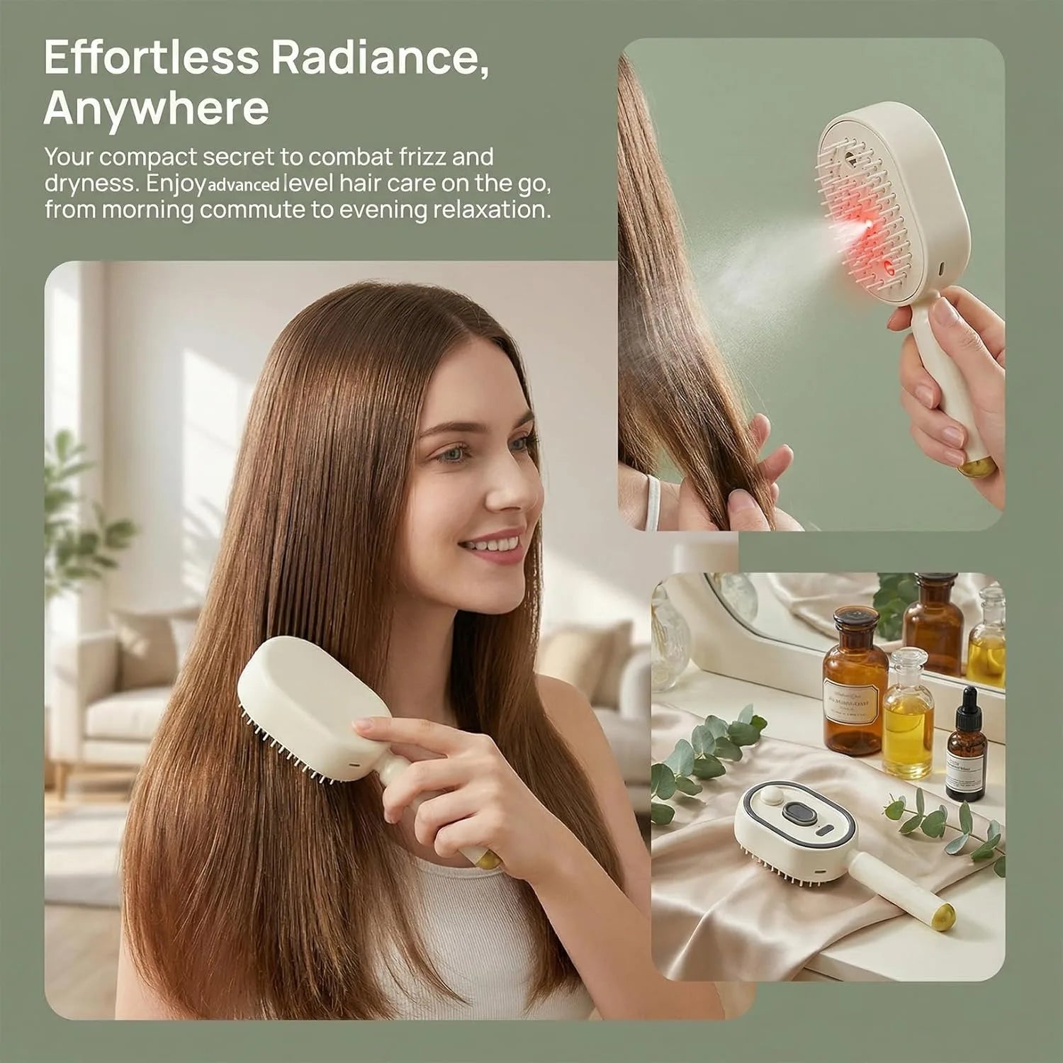 Electric Steam Hair Brush Comb & Mist Function Simultaneously Stronger Ion Technology Less Breakage No Residue for Beautiful Hai