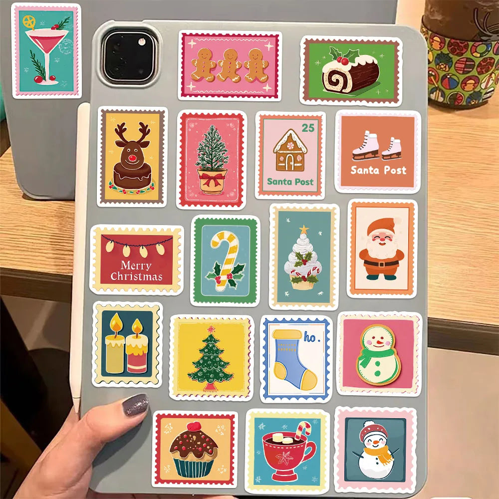 50PCS Stamp Christmas Series Sticker Set DIY Phone Case Laptop Guitar Computer Decoration Waterproof Stickers
