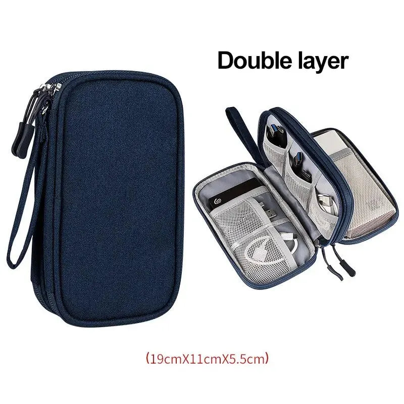 NEW Travel Organizer Bag Cable Storage Organizers Pouch Carry Case Portable Waterproof Double Layers Storage Bags Cable Cord