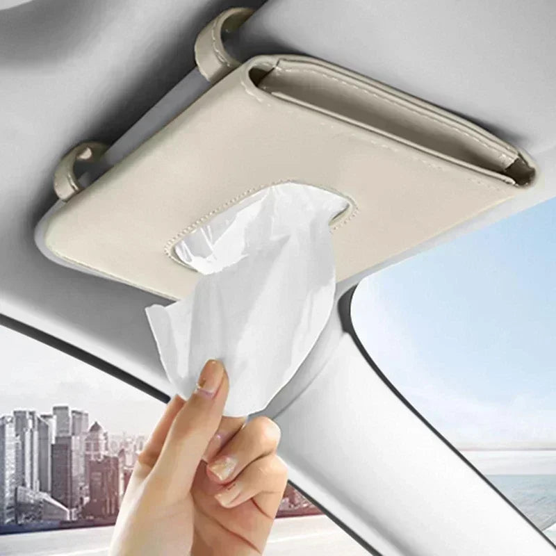 Sun Visor Hanging Tissue Box Holder Leather Auto Car Truck Vehicle Interior Storage Decoration Practical Car Accessories