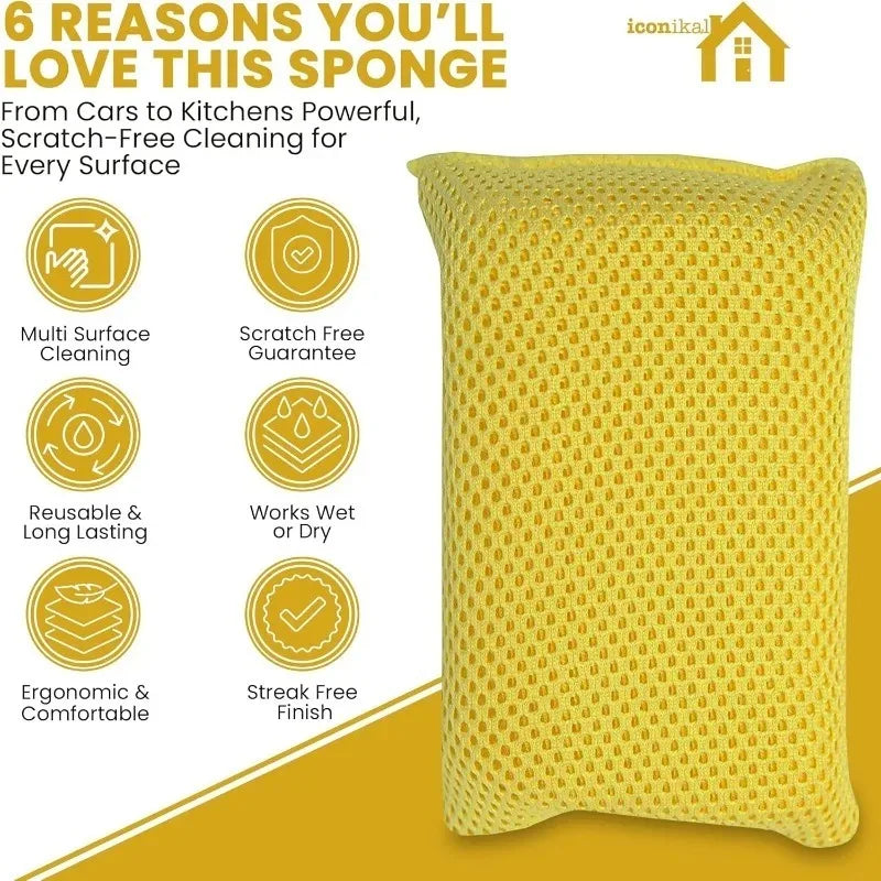 New 15x9x4cm Microfiber Bug Scrubber Sponge Pad, 6-Pack Car Wash Sponge, Car Cleaning Sponge Block Sponge Cloth Sponge Block