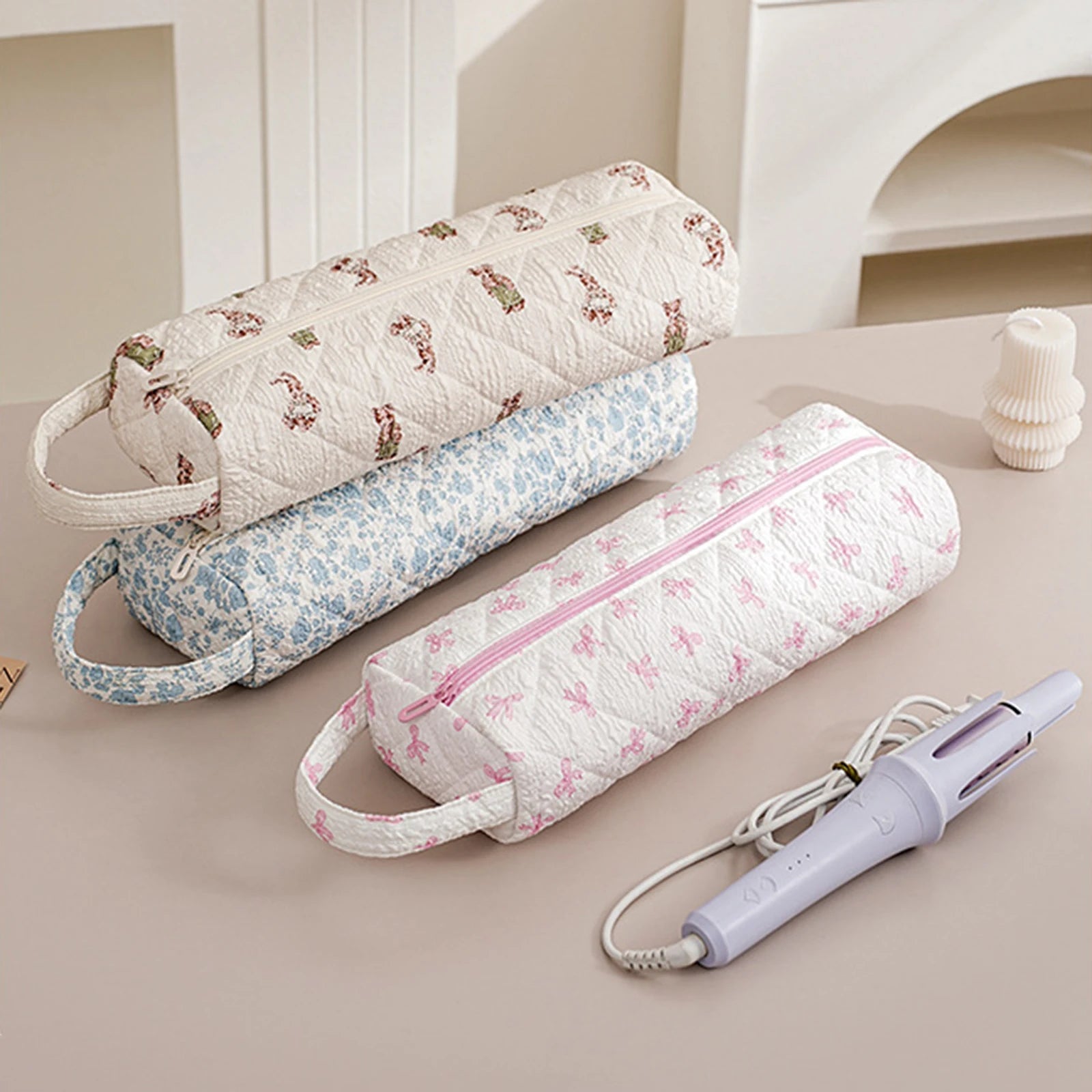 Quilted Hair Air Wrap Dryer Case Zipper Hair Tools Travel Bag Cozy Soft Gifts for Girls Her Mom Friend Sister Bridesmaid