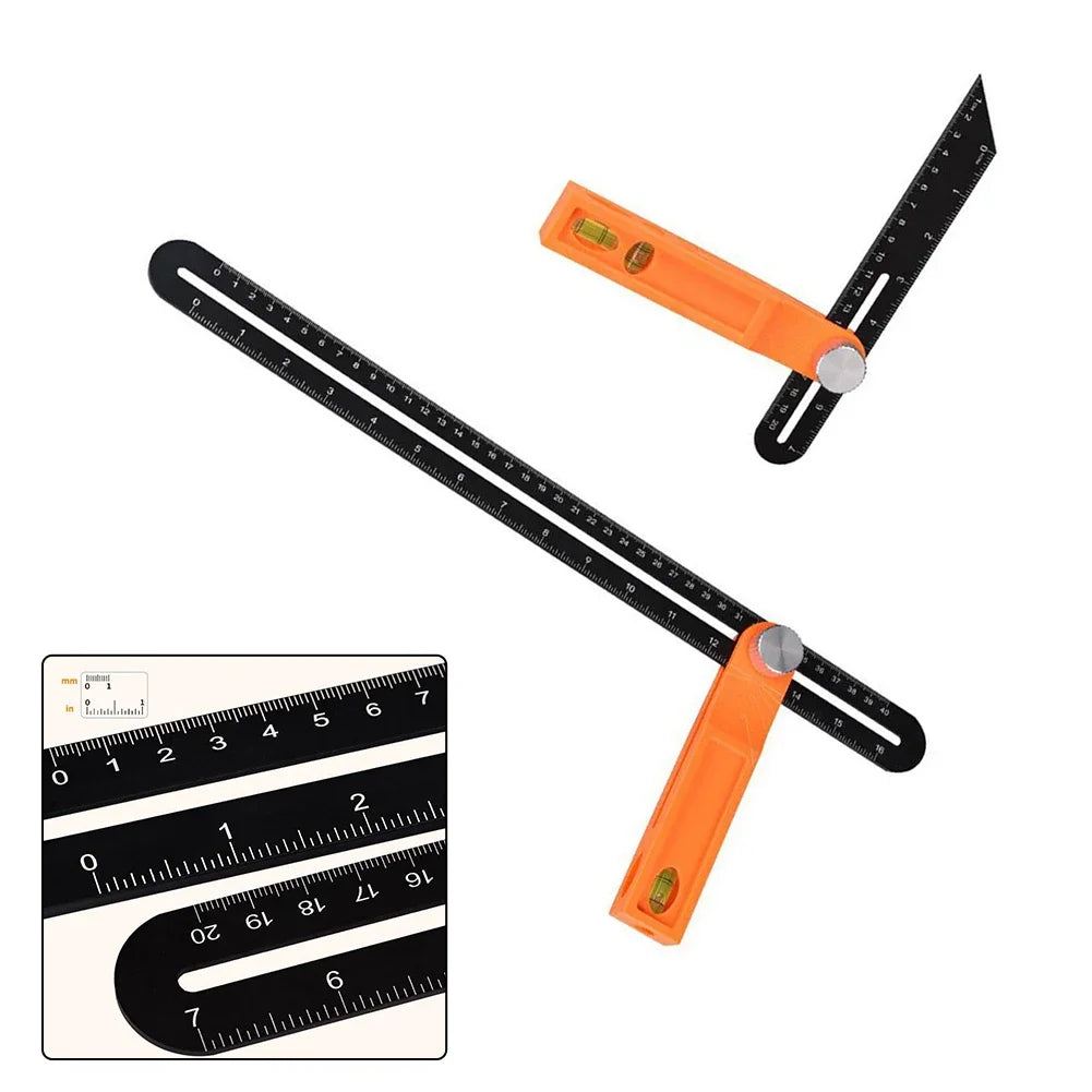 20/40cm T-shaped Angle Ruler Gauges Sliding Level Ruler Measuring Tool Detachable Adjustable Movable Right Angle Ruler Gauges