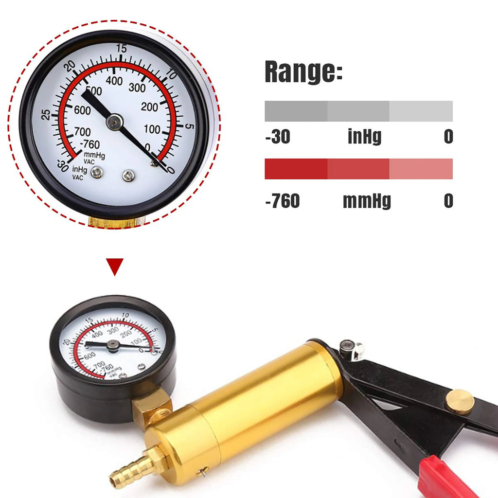 2 in 1 Automotive Handheld Vacuum Pump Brake Bleeder Kit for Motorcycle 16 pcs Brake System Bleeding Tools with Gauge Adapters